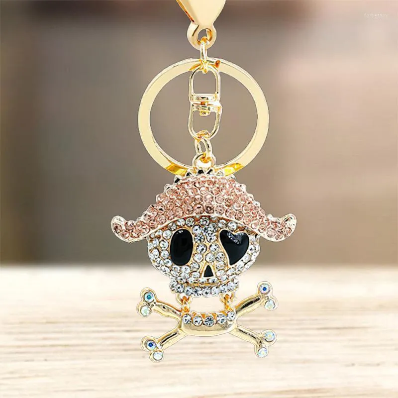 Keychains Cute Crown Hat Skull Keychain Skeleton Bone Head Key Chain Ring Holder Bag Pendant Accessories KeyringKeychains Forb22