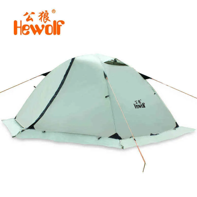 Hewolf 2 Person Waterproof Camping Tent For Outdoor Recreation Double Layer 4 Seasons Hiking Fishing Beach Tourist Tents H220419