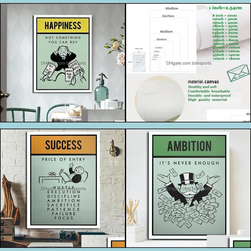 Frame) Wall Art Inspiration Monopolies (no Canvas Poster Patience Home Ambition Living Decor Success Alec Room For jllEt yummy_shop