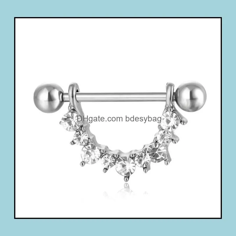 U-shaped Diamond Navel Bell Button Rings Body Piercing Jewelry Accessories