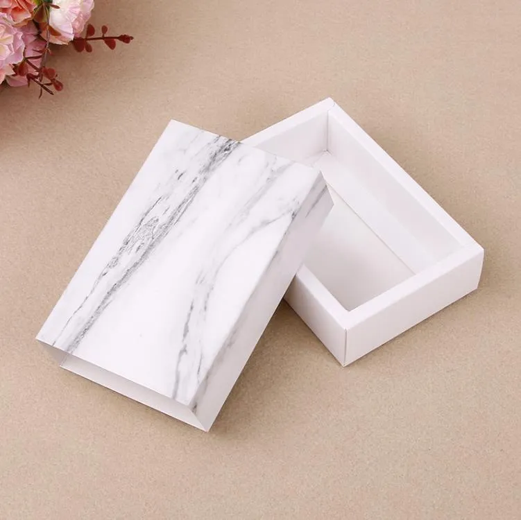 Present Wrap Marble Design Paper Drawer Boxes Wedding Party Candy Presentlåda för handgjorda tvålhantverksmycken Förpackning SN4094