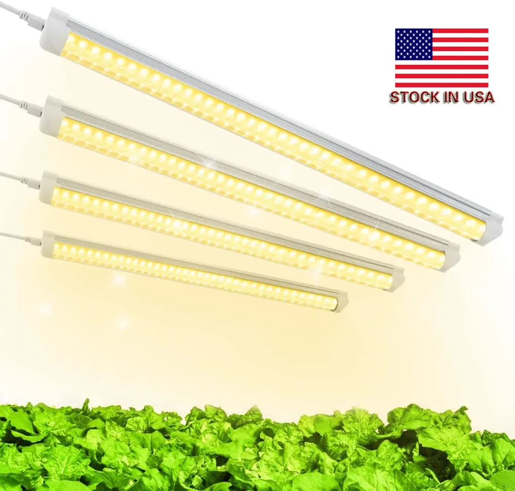 T8 LED Grow Lights 2ft 80W(4 * 20W) Full Spectrum High Output Plant Light Fixture for Indoor Plants Seedling Sunlight Replacement Linkable