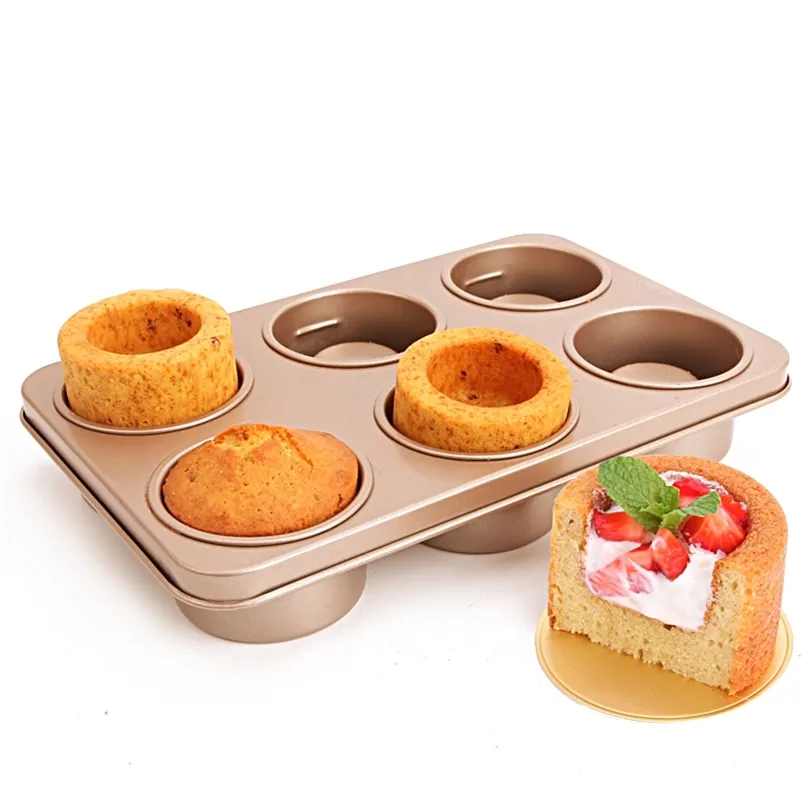 6 holes kopje vorm cake schimmel pan non -stick shortcake pan eetbare voedselkom maker maker brood dessert dinerkommen mini muffins t200111