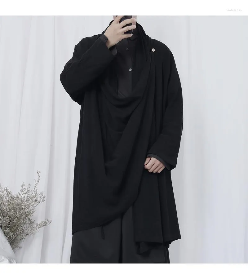 Erkek trençkotları stil rüzgar kırıcı erkekler siyah basit büyük gevşek ceket moda kişiliği bahar ceketleri viol22