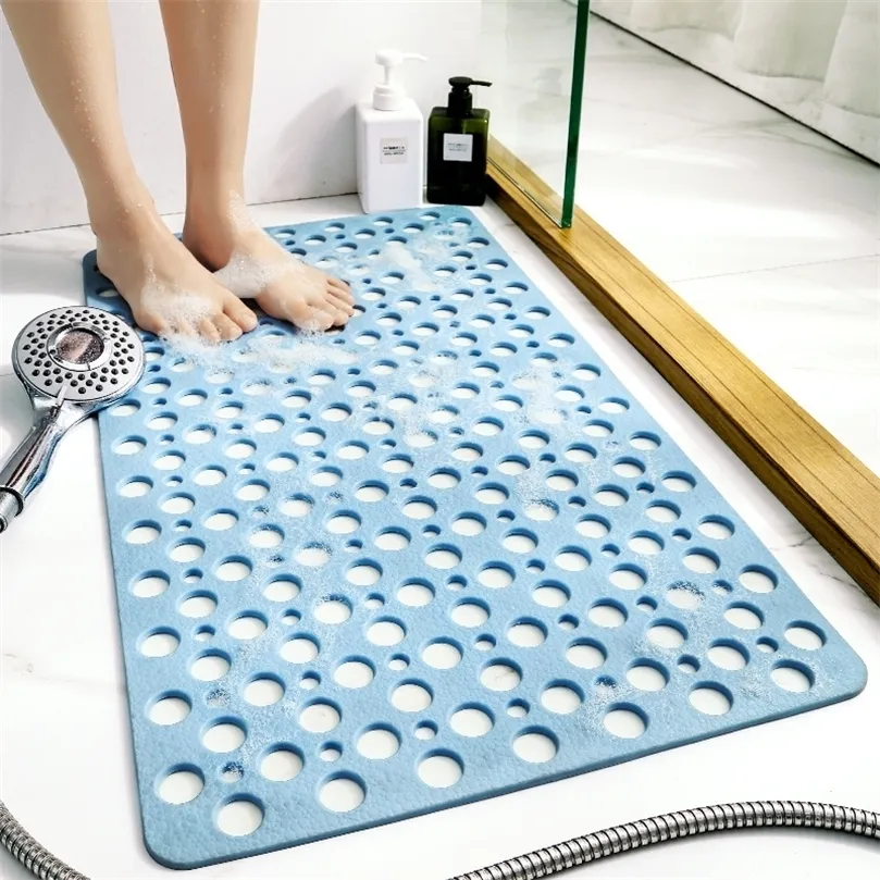 Tapis de salle de bain de douche antidérapant imperméable Non toxique insipide TPE tapis de bain doux ménage anti-dérapant grand coussin hydrophobe creux 220511