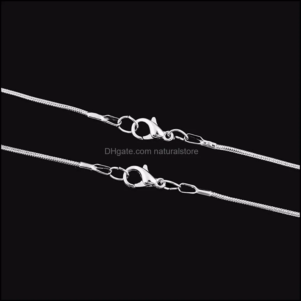 12pcs 1.2mm Snake Chain Necklace for Pendant with Lobster Clasp for DIY Jewelry Findings Accessories for Men Women Silver Color 20