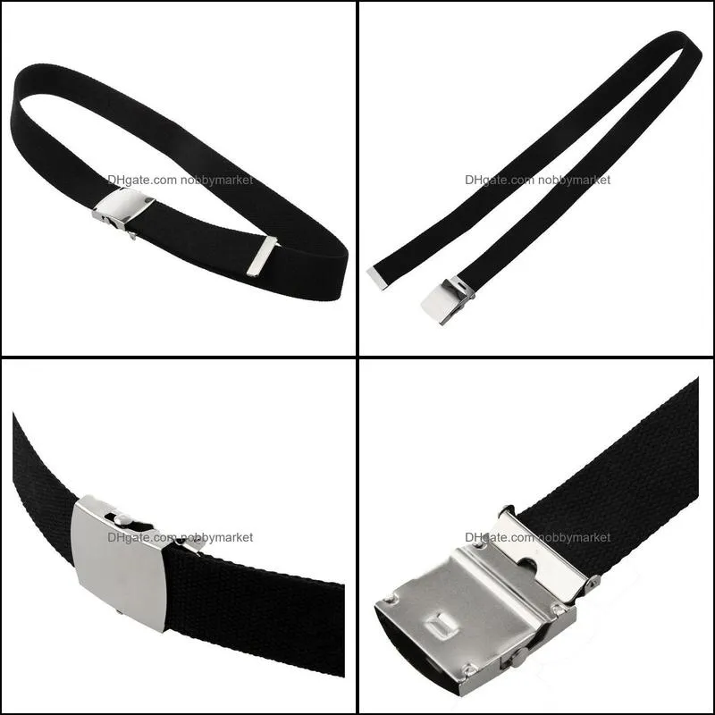 Canvas Belt Style with Silver buckle and Tip 43 inch Long(black)