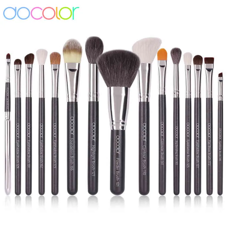 Docolor 15pcs Makeup Brushes Set Starry Gray Foundation Powder Eyeshadow Brush Blending Make up brush Brocha Maquillaje 220514