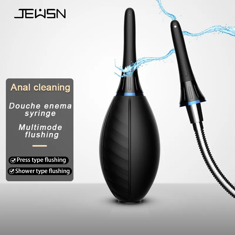 Jeusn Silicone douche enema syringe shower cleaning head anal beads butt plug attachment nozzle tip gay sex toy for man woman 220708
