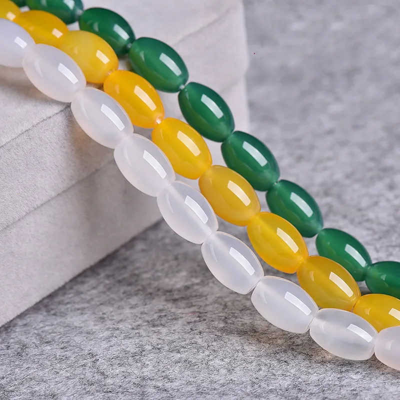 Agate perles en vrac pour Bracelet à bricoler soi-même collier fabrication de bijoux cristal jaune vert blanc couleur perle