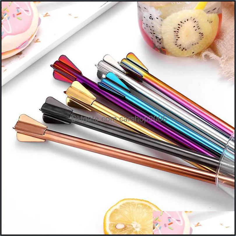 new arrival 8mm stainless steel colorful milk tea reusable drink straw stir stick cocktail mixer