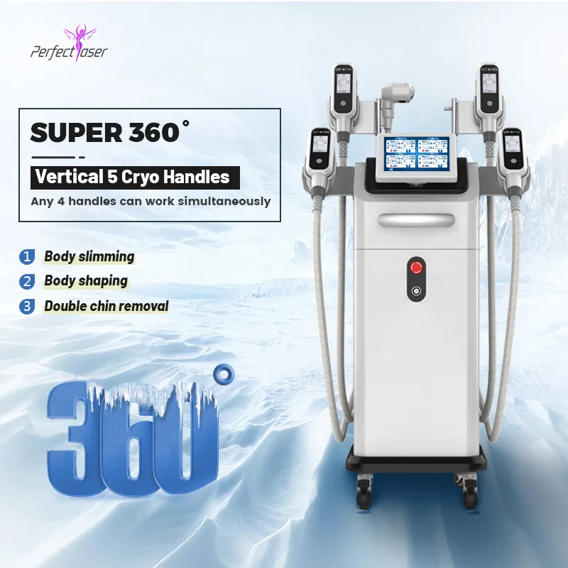 5 poignées cryolipolyse cryothérapie visage corps minceur machine d'élimination des graisses à vendre réduction adipeuse perte de graisse 360 degrés double menton supprimer