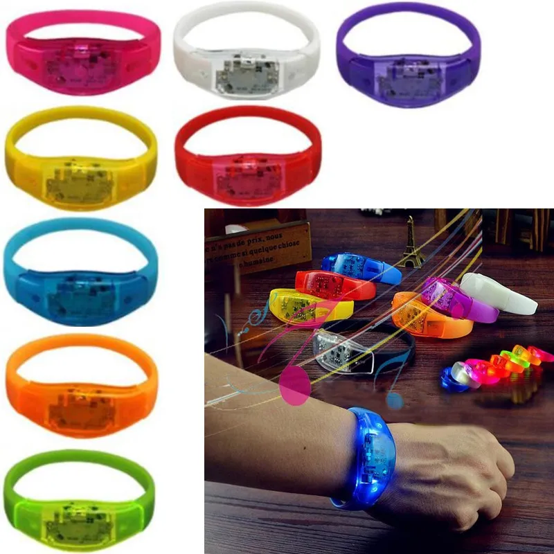 Party Supplies Voice Control Silicone LED Bracelet Wristband Sound Activated Glow Armband Flashing Light Bracelet For Concerts Prom Decoration Night Events