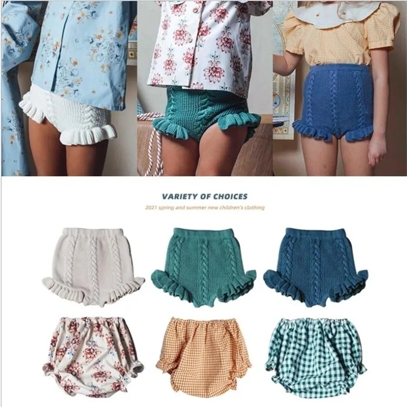 Vintage enfants automne été garçons bébé mignon volants bourgeon pantalon filles tricoté Shorts enfant Bloomers 220615