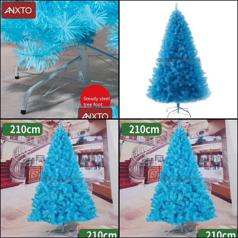 Christmas Decorations 210cm Tree Blue Artificial Merry For Home