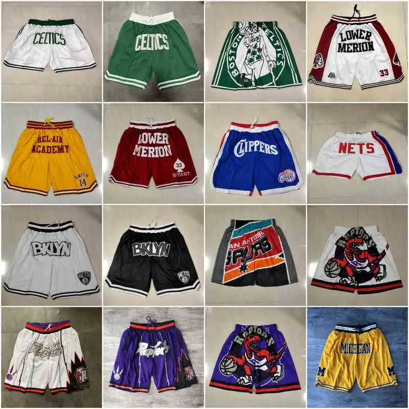 2021 Team Basketball Short Just Don High School Version Sport Shorts Hip Pop Pant Avec Pocket Zipper Sweatpants Violet Blanc Noir Vert