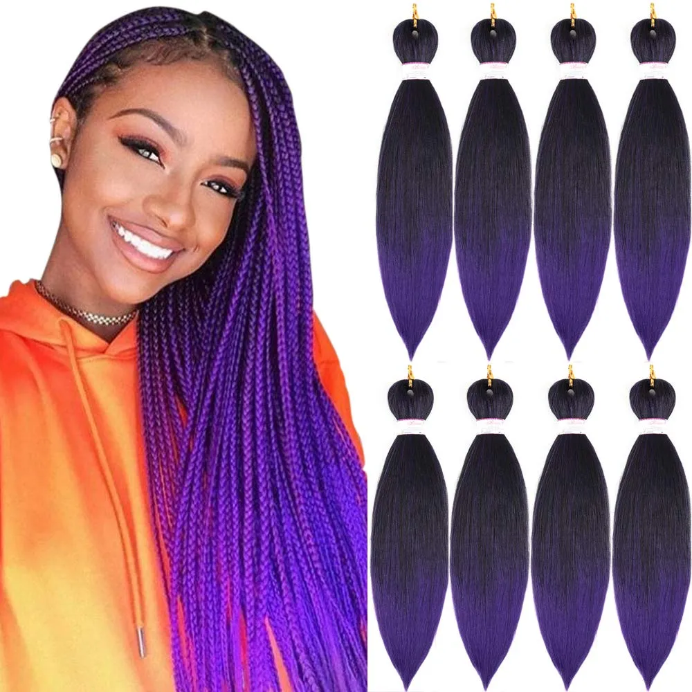 Braiding Hair Pre Stretched Ombre Braiding Hair 30 Inches 8 Packs/Lot  27/613 Color Professional Easy Braid Itch Free Yaki Hair Texture Hot Water