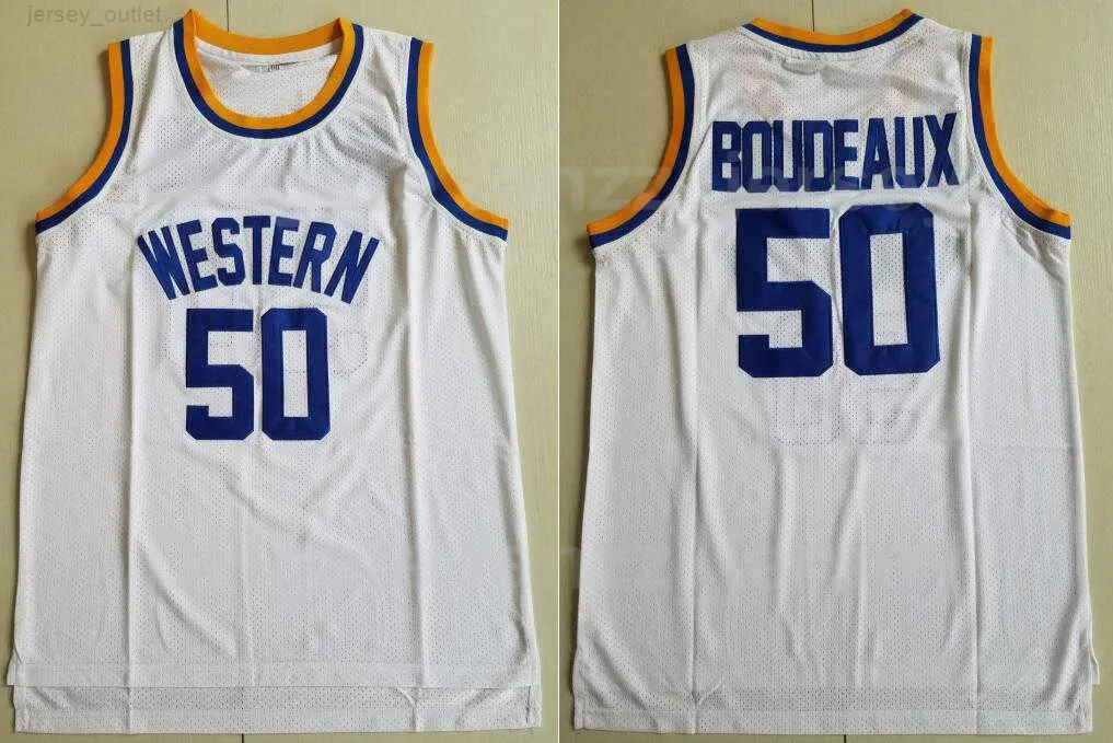 MEN MOIVE WESTERN 50 BUTCH BOUDEAUX JERSEYSSHAQ NEON BASKETBALL UNIVERSION COLLEGEチームカラーホワイト通気性ピュアコットンスポーツオールステッチ最高品質