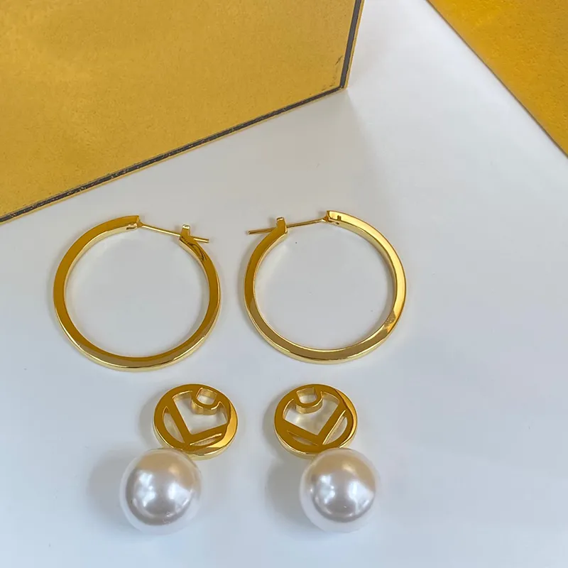 Женские дизайнерские жемчужные серьги, очаровательные двойные кольца, кулон с буквами, женские ювелирные изделия, модные серьги-кольца, мужские женские подарки, Casual1485