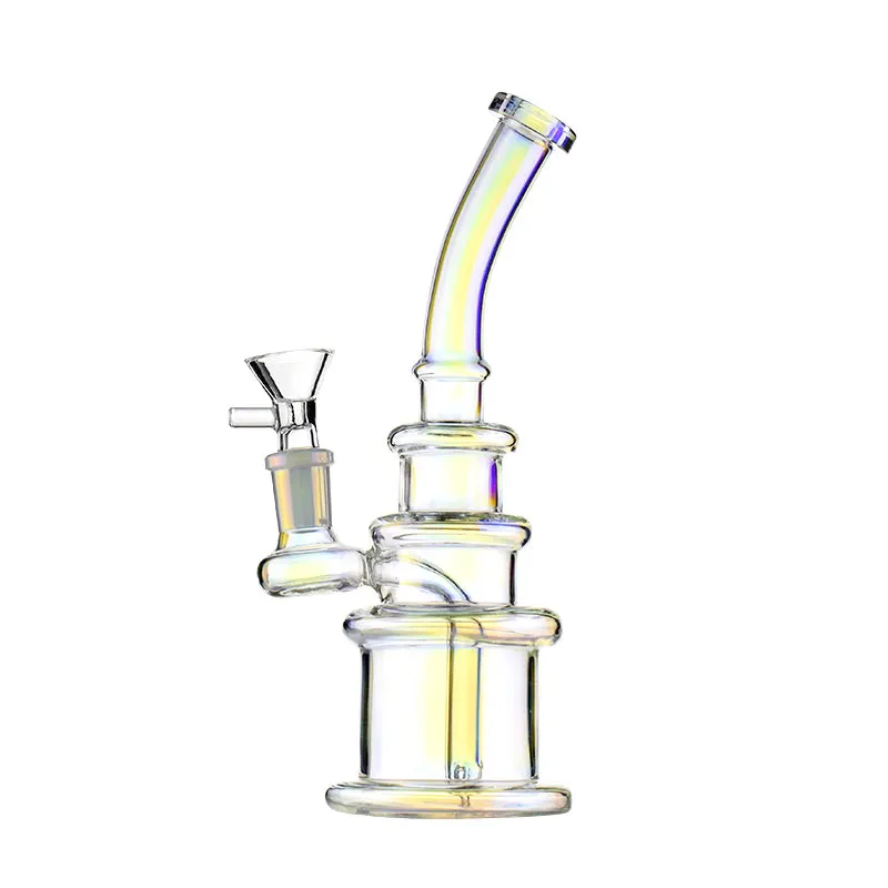 8.4 -tums fem ringar Bent Type Mini Hookah Bong - Circle Downstem, 14mm Female Joint