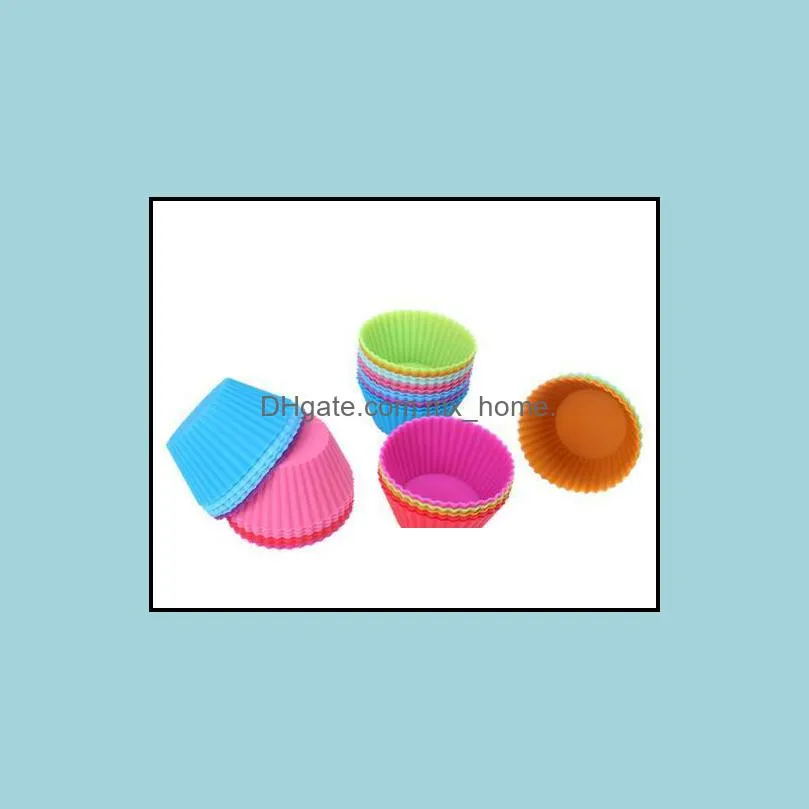 7cm Round Shaped Silicone Cake Baking Molds Jelly Mold Silicon Cupcake Pan Muffin Cup 8 Colors Party Accessory Baking Cup Mold
