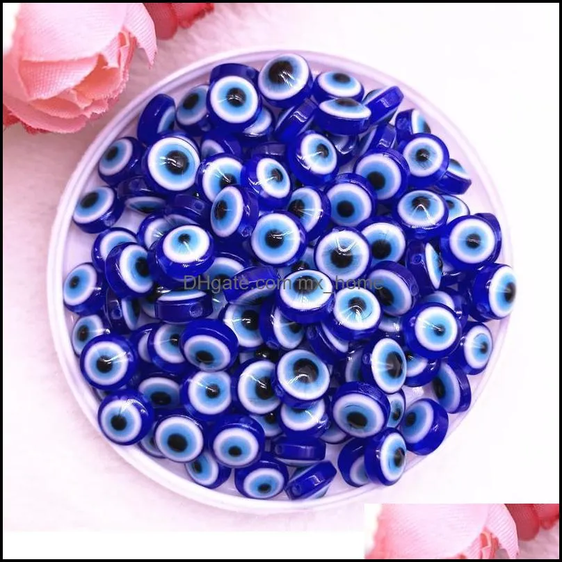 New 50pcs 8/10mm Oval Beads Evil Eye Resin Spacer Beads For Jewelry Making Diy Bracelet B jllKXe