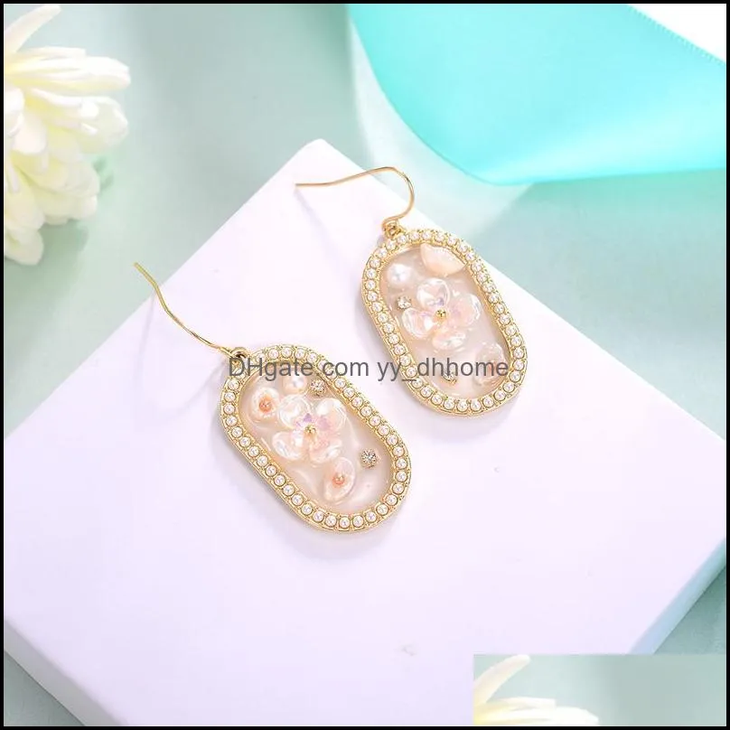 Dangle & Chandelier Trendy Floral Pearl Tassel Earrings Elegant Female Big Brincos Sweet Zircon Insert Long Hanger Original Wedding Ear