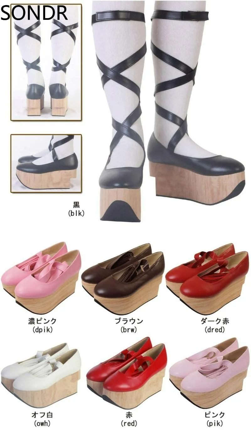 Kleid Schuhe Damen Plattform Schaukelpferd Clogs Halloween High Heel Pumps Sandalen S-Riemen Lolita Cosplay Creepers Japanisches HarajukuDress