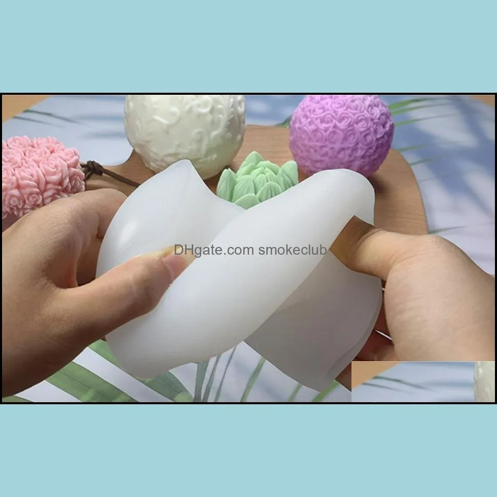 Rose Ball Aromatherapy Candle Silicone Handmade DIY Soap Paraffin Car Ornament Mould FOR USPS