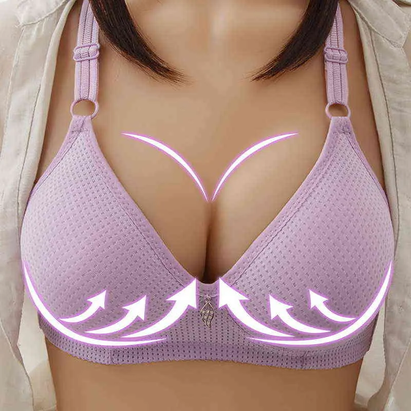 Woman Bras Wireless Brassiere Front Button Casual Lingerie Push Up