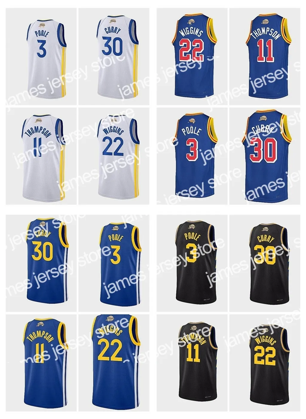 NCAA 2022 Finals Champion Stephen 30 Curry Basketball Jersey Klay 11 Thompson Sleeveless 75th 22 Wiggins 3 Poole Jerseys