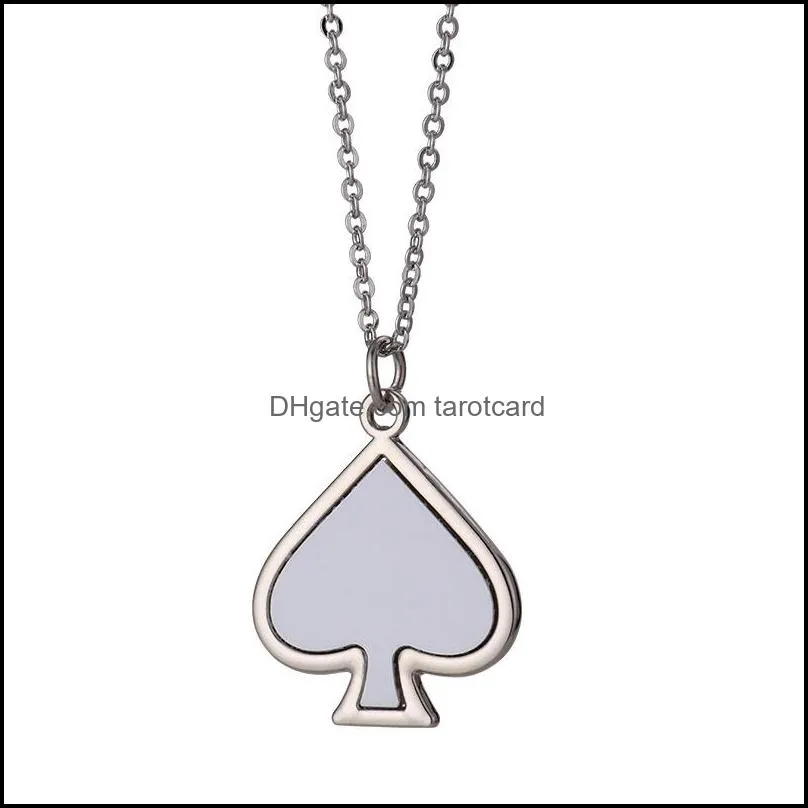 Sublimation Blank Necklace Party Zinc Alloy Playing Card Necklaces Heat Transfer Valentine`s Day Mother`s Day Pendants DIY Women Gift