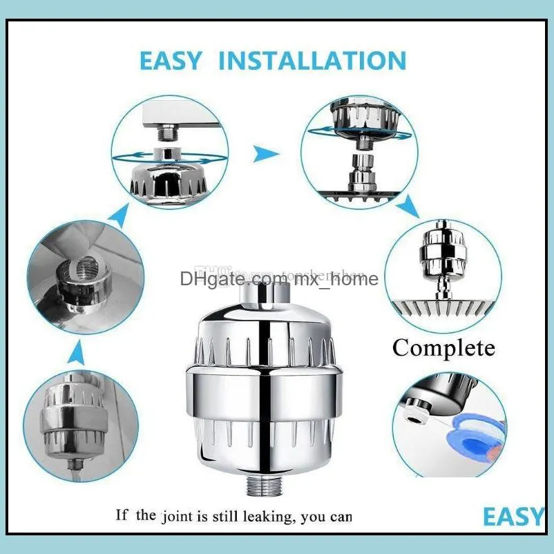 10-15 Stage Shower Filter 2 Replaceable Cartridges Kit Shower Water Filter Removes Chlorine Reduces Flouride Chloramine Filtered Shower