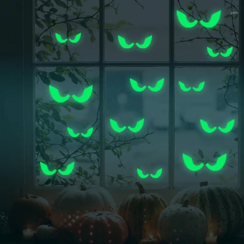 Pegatinas de pared 2022 que brillan en la oscuridad ojos pegatina de cristal fiesta Festival decoración de Halloween calcomanías adornos luminosos para el hogar