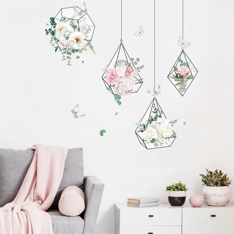 Fresh Flowers Hanging Basket Mirror Wall Stickers Bunnings Living Room