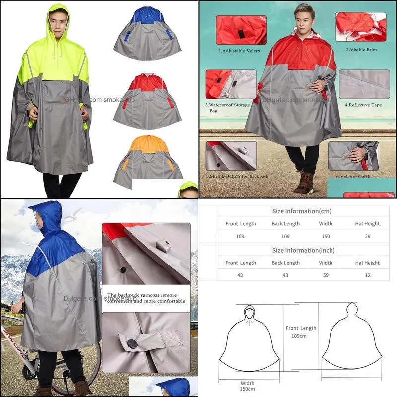 QIAN Hooded Rain Poncho Bicycle Waterproof coats Cycling Jacket for Men Women Adults Cover Fishing Climbing 220217
