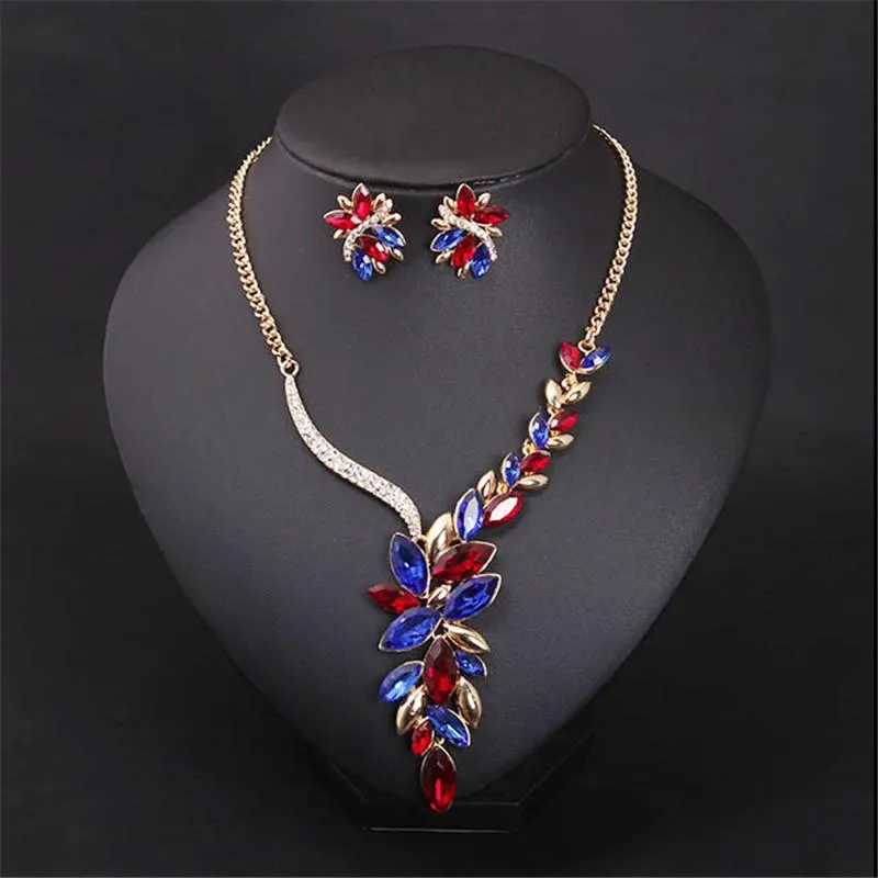 Boucles Collier Luxury Bridal Wedding Jewelry Fashion Crystal Rinason Set for Women Party Sets Costume Accessories Garning