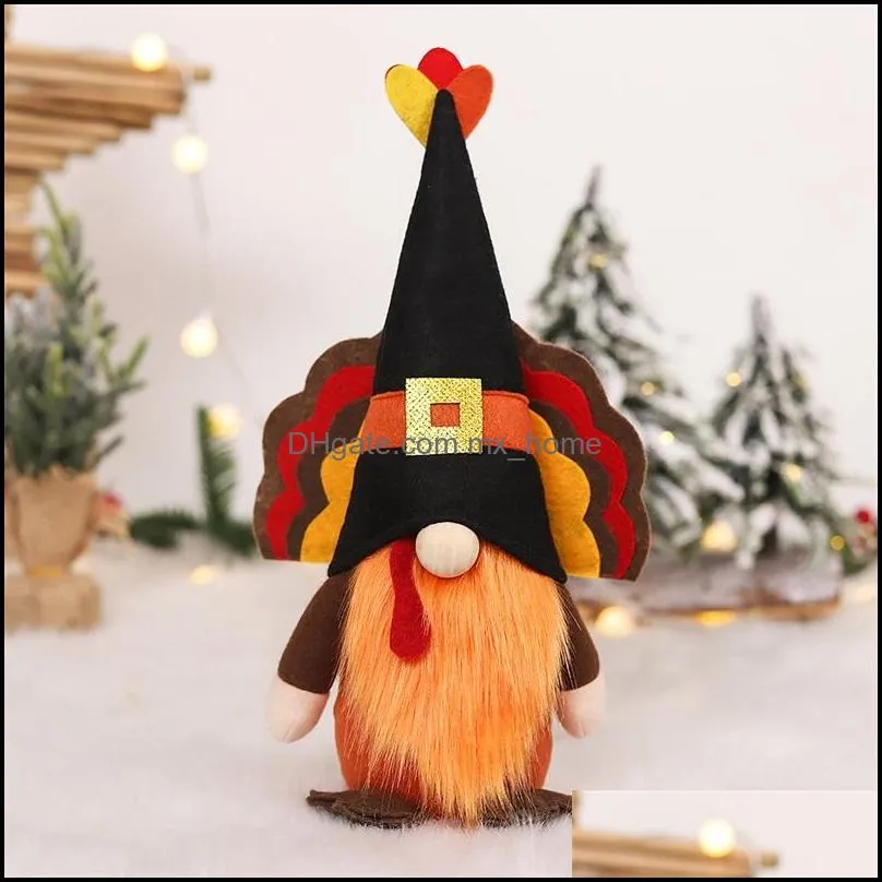 thanksgiving party decorations turkey shaped hat gnome faceless doll plush dolls cartoon toy for kids party supplies festival mxhome