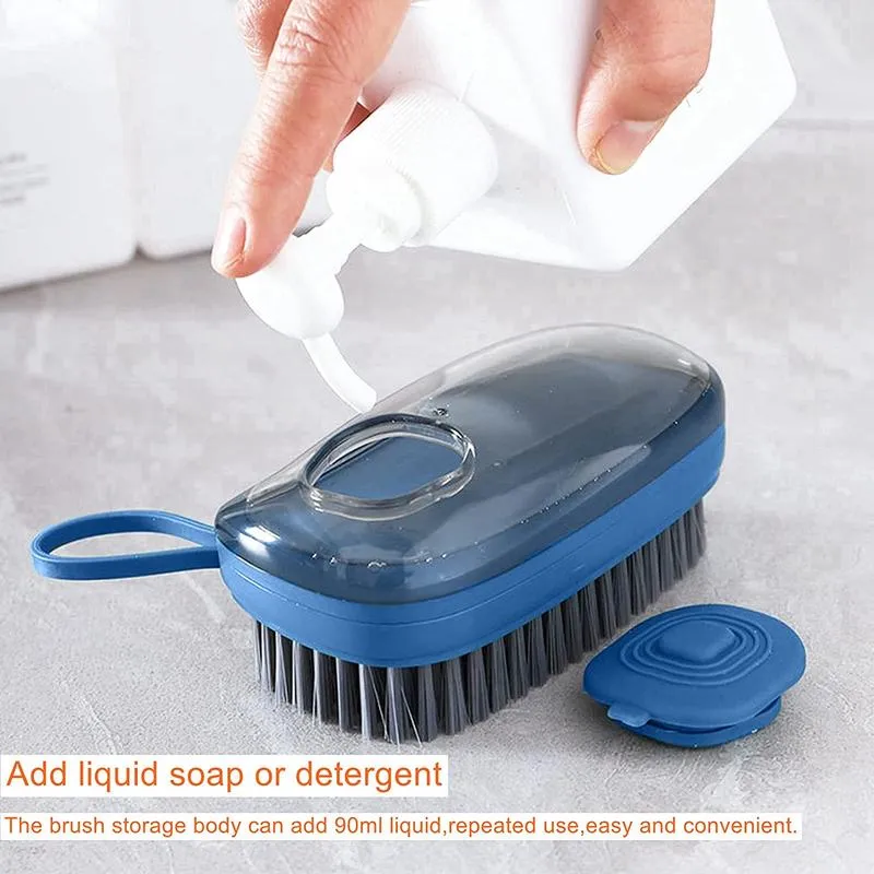 Keeplle Brosse de nettoyage avec épurateur à prise confortable pour baignoire, évier, pot, bleu foncé