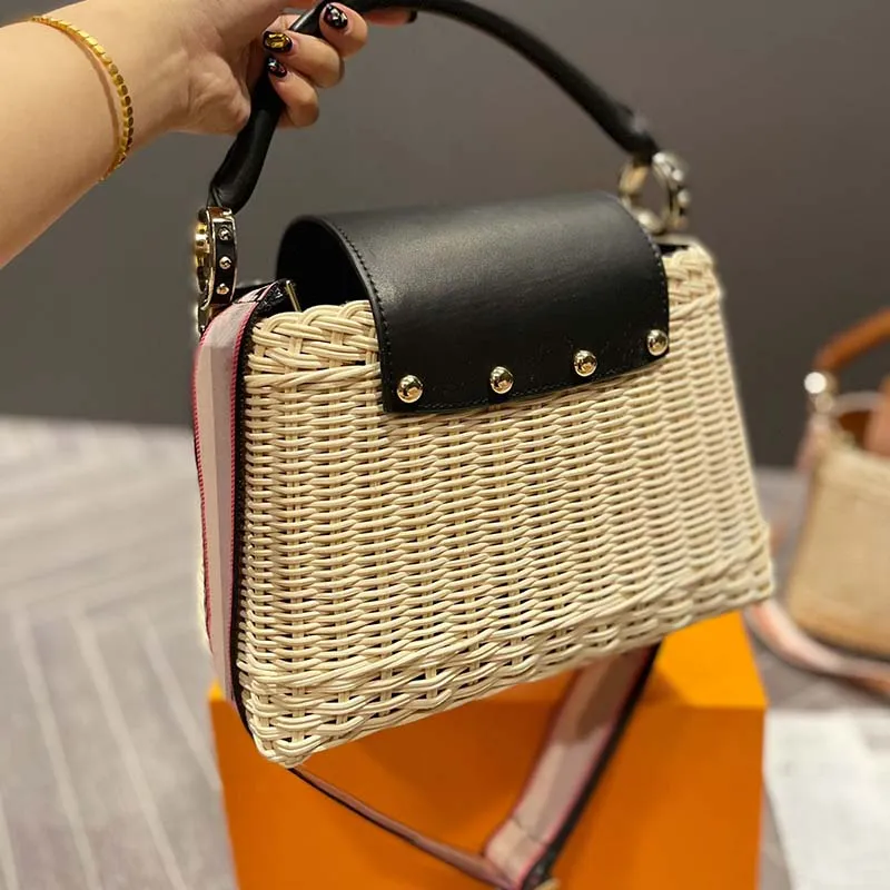Gold Hardware Beach Rattan Beach Bag Stylish Crossbody With Leather Handle For Women Perfect For Summer Beach And Vegetable Basket Purse From Bagwomen 81.22 DHgate.Com