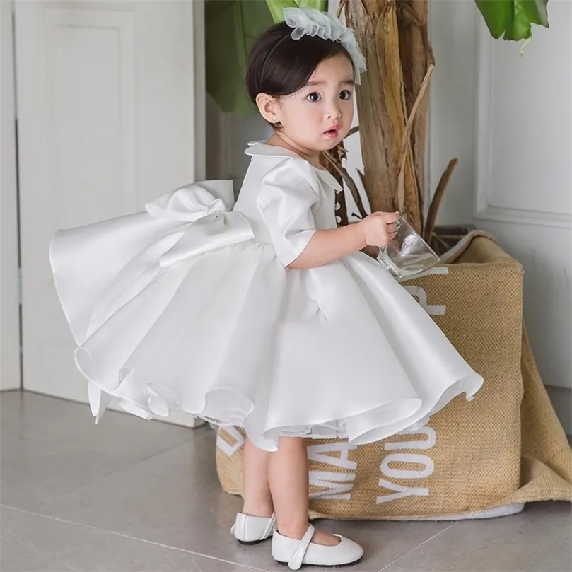 Bébé Fille Robe Tulle Robe De Bal 1 Ans Bébé Filles Robes D'anniversaire Robe À Manches Longues Baptême Infantile Robes De Baptême LJ201223