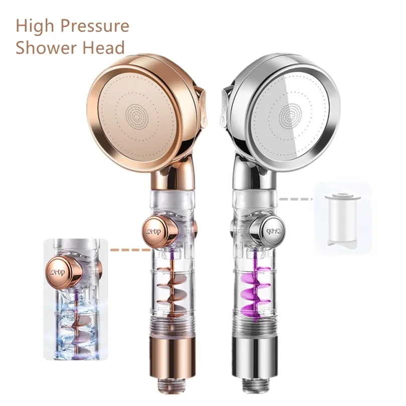 High Pressure 3Function SPA shower head Shower Head with switch onoff button Filter Bath Head Water Saving Shower Bathroom 220525