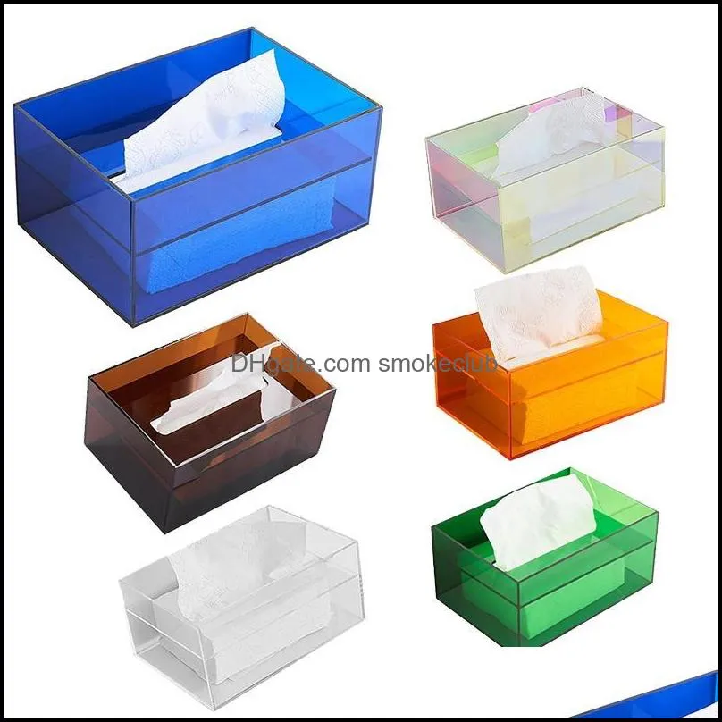 Tissue Boxes & Napkins Modern Acrylic Box Holder Napkin Dispenser Wipe Case Kitchen Storage Desktop Organizer Home