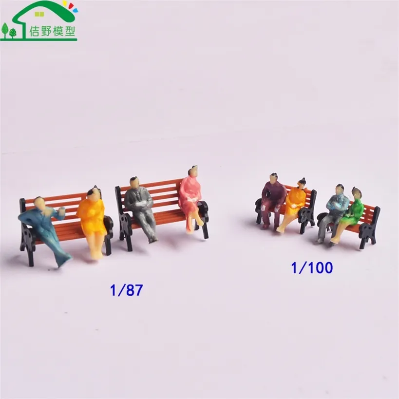 100pcs 1 87 100 Plastic HO Train Model Sceneria Materiał Materiał Miniaturowy siedzący na ludzkiej skali Kolej Siedziny 220428