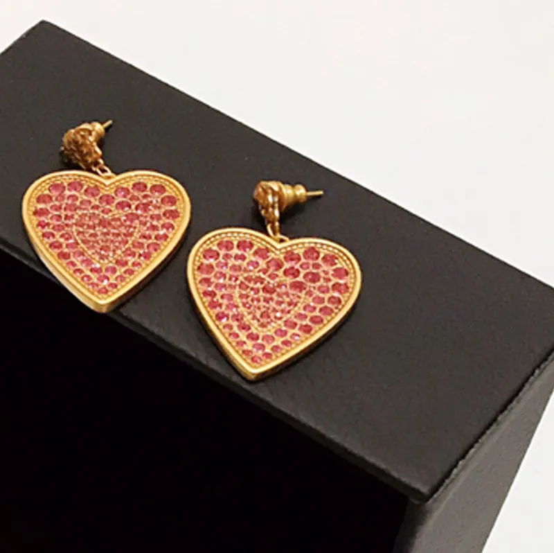 Designer Love Orecchini per donne Diamanti Pink Collane a cuore designer Set di gioielli set di lusso Orenatura Oro