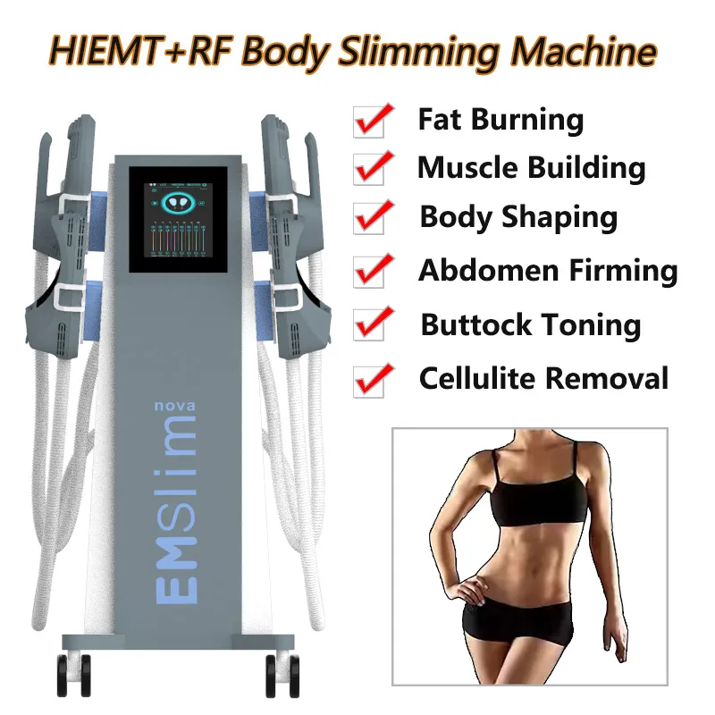 EMS Muscle Build Body Shape Weight Loss Fat Removal Standing Emslim HIEMT Muscle Training Beauty Slimming Machine 4 Handles