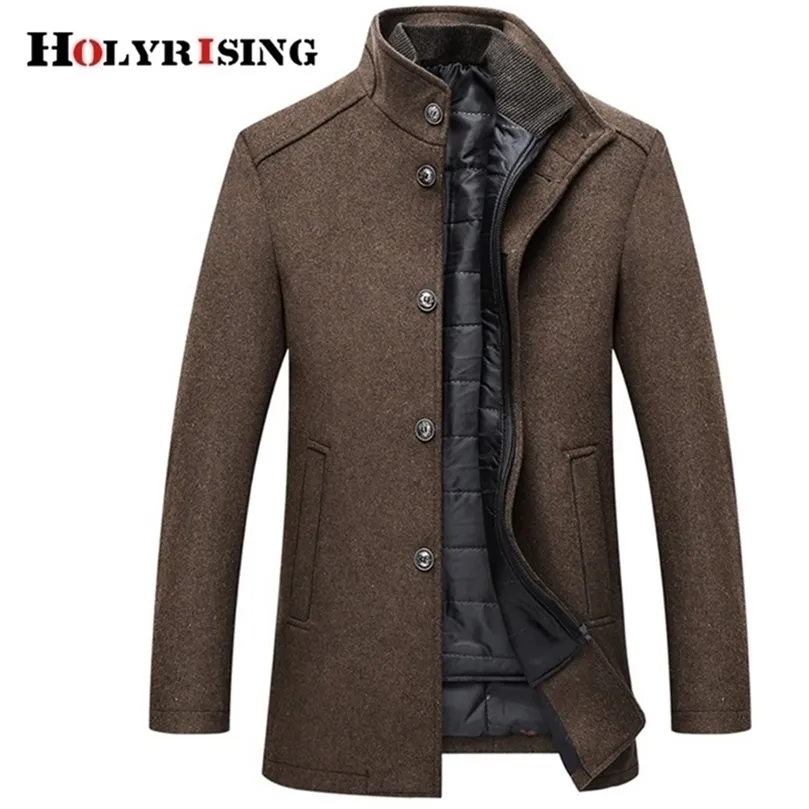 Cappotto di lana Holyrising Uomo Cappotti spessi Soprabito Uomo Cappotti e giacche monopetto con gilet regolabile 4 colori M-3XL 201127