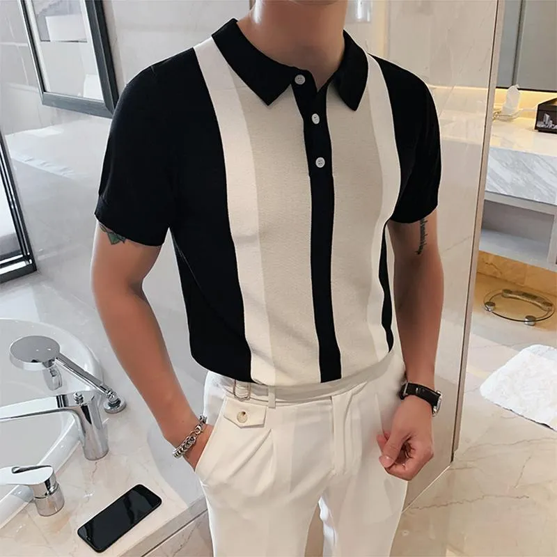 Premium Knit Summer Polo Shirts: Vintage Patchwork Style