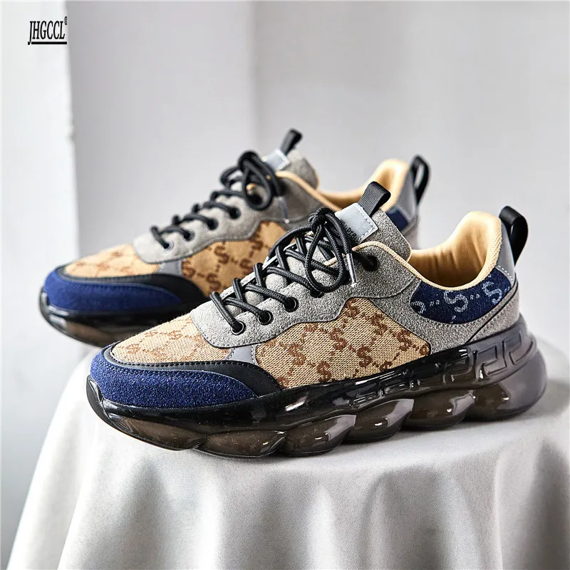 Chaussures a lacets a talons a talons bas et a lacets rond pour hommes Khaki orange blanc 2024 Fashion de printemps d automne