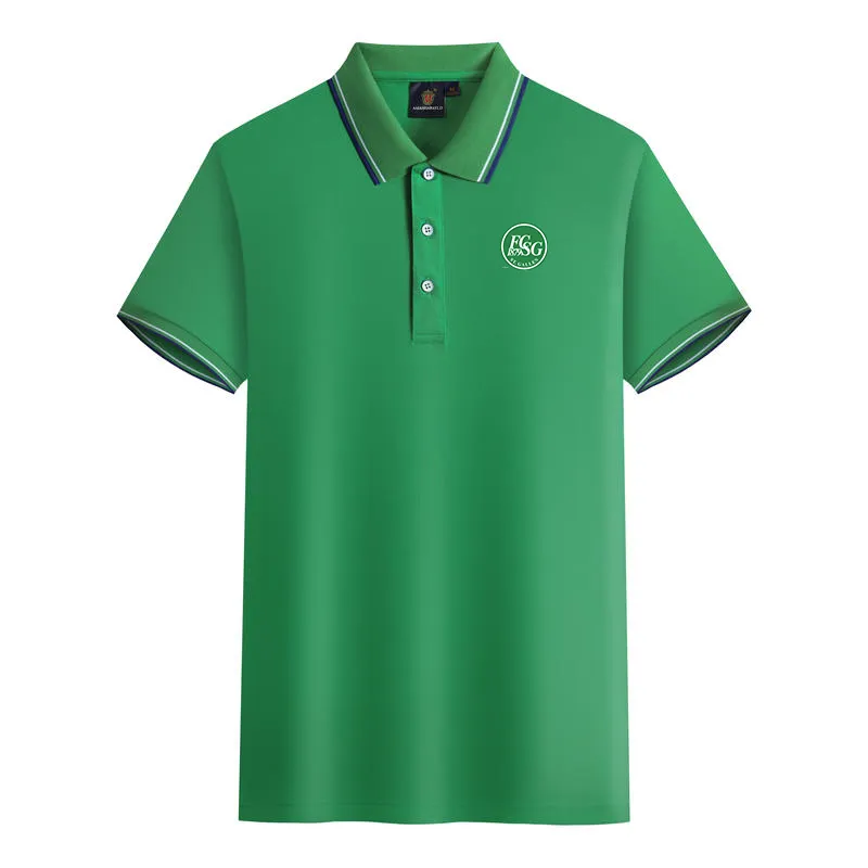 FC St. Gallen Män och kvinnor Polos Mercerized Cotton Short Sleeve Lapel Breattable Sports T-Shirt logotyp kan anpassas